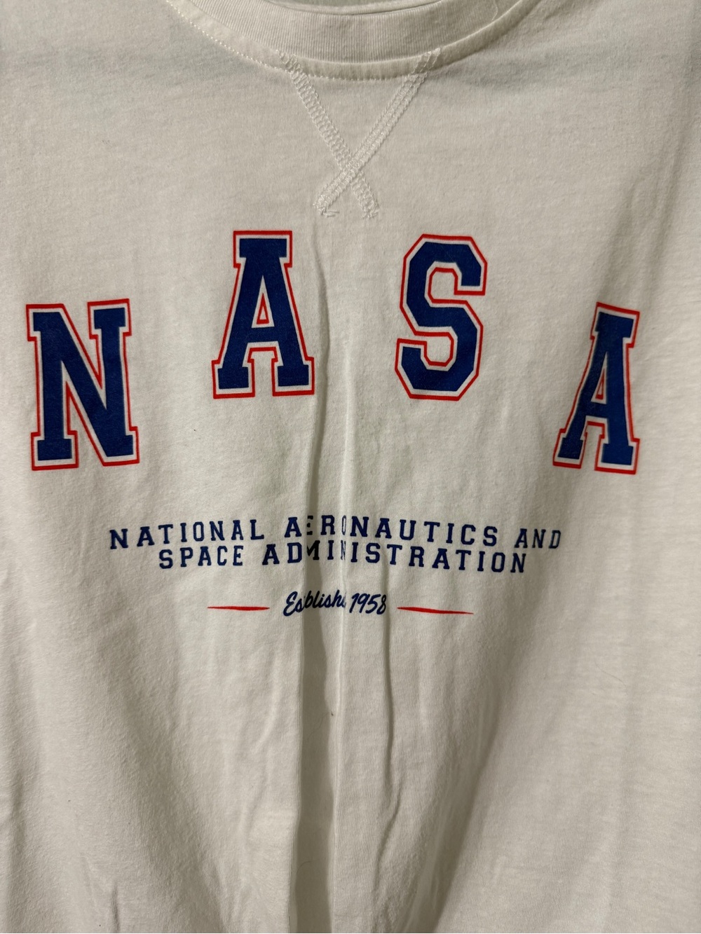 Buzz Aldrin Women's White NASA Tie-Front Cotton Graphic Tee Crop Casual XL
